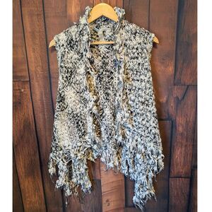 Women's Cecico Shaggy Open Front Vest Size Large Bohemian Messy Girl